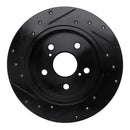 R1 2015-2025 Lexus ES250 Rear Right Drilled & Slotted Black Brake Rotor
