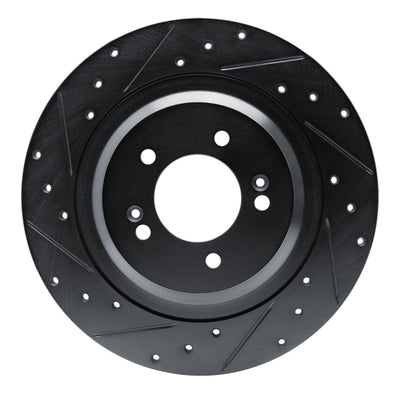 R1 21-25 Hyundai Sonata Rear Left Drilled & Slotted Black Brake Rotor