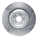 R1 2021-2025 Ford Mustang Mach-E Front Left Drilled & Slotted Silver Brake Rotor