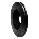 R1 06-10 Jaguar XK Front Right Drilled & Slotted Black Brake Rotor