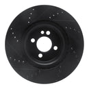 R1 09-14 Mini Cooper (Excl Clubman) Front Right Drilled & Slotted Black Brake Rotor