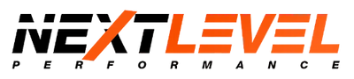 Next Level Performance logo with black and orange text
