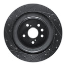 R1 2020-2025 Lexus RX450h+ Rear Right Drilled & Slotted Black Brake Rotor