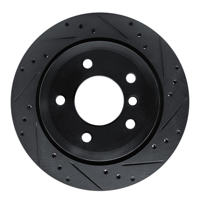 R1 09-16 BMW Z4 Rear Right Drilled & Slotted Black Brake Rotor