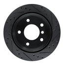 R1 09-16 BMW Z4 Rear Right Drilled & Slotted Black Brake Rotor