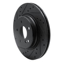 R1 98-09 Chrysler Crossfire Rear Left Drilled & Slotted Black Brake Rotor