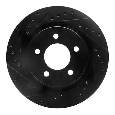 R1 99-04 Chrysler 300M Front Left Drilled & Slotted Black Brake Rotor
