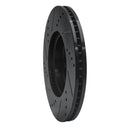 R1 13-25 Honda Civic Hatchback Front Right Drilled & Slotted Black Brake Rotor