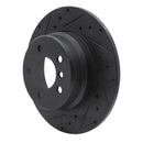 R1 00-06 BMW X5 Rear Left Drilled & Slotted Black Brake Rotor