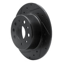 R1 61-91 Mercedes-Benz 230S Rear Left Drilled & Slotted Black Brake Rotor