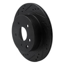 R1 02-25 Infiniti G35 Rear Left Drilled & Slotted Black Brake Rotor