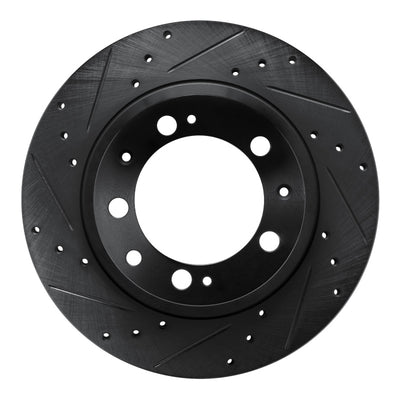 R1 86-95 Porsche 928 Rear Left Drilled & Slotted Black Brake Rotor