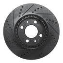 R1 88-98 Saab 9000 Front Right Drilled & Slotted Black Brake Rotor