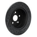 R1 90-93 Toyota Celica Rear Left Drilled & Slotted Black Brake Rotor
