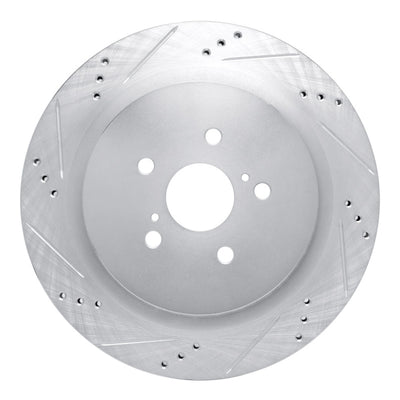 R1 16-22 Lexus RX450hL Rear Left Drilled & Slotted Silver Brake Rotor