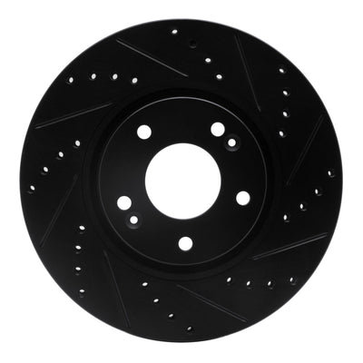 R1 05-24 Hyundai Tucson Front Right Drilled & Slotted Black Brake Rotor