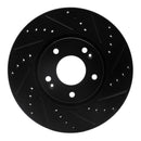R1 05-24 Hyundai Tucson Front Right Drilled & Slotted Black Brake Rotor