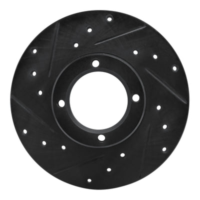 R1 80-83 Subaru GLF Front Left Drilled & Slotted Black Brake Rotor