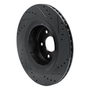 R1 08-25 Infiniti Q60 Rear Left Drilled & Slotted Black Brake Rotor