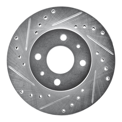 R1 88-06 Nissan Sentra Front Left Drilled & Slotted Silver Brake Rotor
