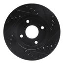 R1 1995-2004 Ford CONTOUR Front Left Drilled & Slotted Black Brake Rotor