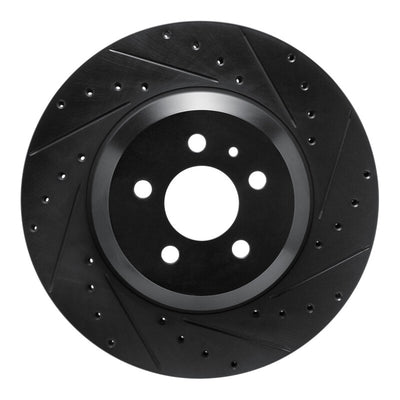R1 17-25 Tesla Model 3 Front Right Drilled & Slotted Black Brake Rotor