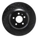 R1 17-25 Tesla Model 3 Front Right Drilled & Slotted Black Brake Rotor