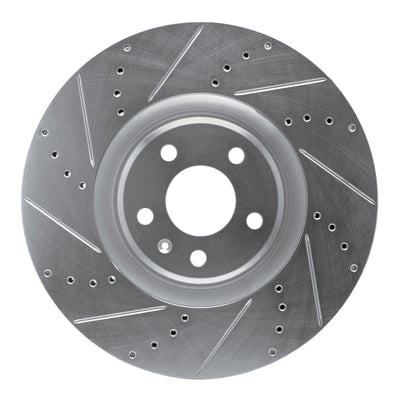 R1 2012-2018 Audi A6 Quattro Front Left Drilled & Slotted Silver Brake Rotor