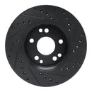 R1 90-92 Mercedes-Benz 300TE Front Left Drilled & Slotted Black Brake Rotor