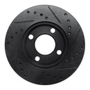 R1 84-87 Audi 4000 Quattro Front Left Drilled & Slotted Black Brake Rotor