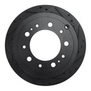R1 98-07 Lexus LX470 Rear Right Drilled & Slotted Black Brake Rotor