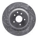 R1 09-20 Nissan 370Z Rear Left Drilled & Slotted Silver Brake Rotor