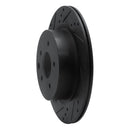 R1 05-25 Infiniti EX37 Rear Left Drilled & Slotted Black Brake Rotor