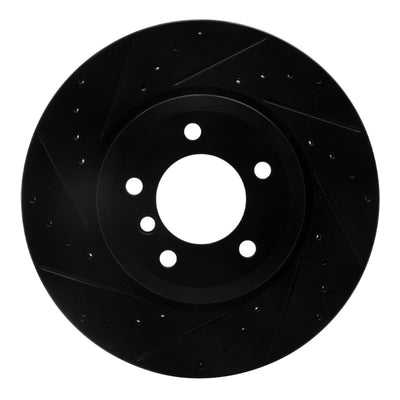 R1 01-08 BMW 330I Front Left Drilled & Slotted Black Brake Rotor