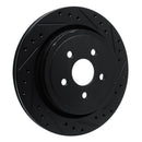 R1 89-95 Chrysler LeBaron Rear Right Drilled & Slotted Black Brake Rotor