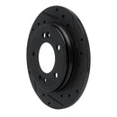 R1 17-25 Hyundai Elantra Rear Right Drilled & Slotted Black Brake Rotor