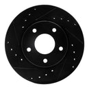 R1 07-17 Dodge CALIBER Front Left Drilled & Slotted Black Brake Rotor
