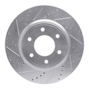 R1 07-24 Infiniti QX56 Front Left Drilled & Slotted Silver Brake Rotor