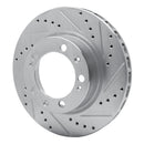 R1 86-91 Porsche 928 Left Front Drilled & Slotted Silver Brake Rotor
