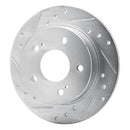 R1 89-93 Nissan Maxima Rear Left Drilled & Slotted Silver Brake Rotor