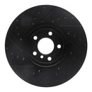 R1 07-18 BMW X6 Front Right Drilled & Slotted Black Brake Rotor