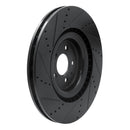 R1 13-14 Ford Mustang Front Right Drilled & Slotted Black Brake Rotor