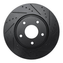 R1 02-06 Infiniti I35 Front Right Drilled & Slotted Black Brake Rotor