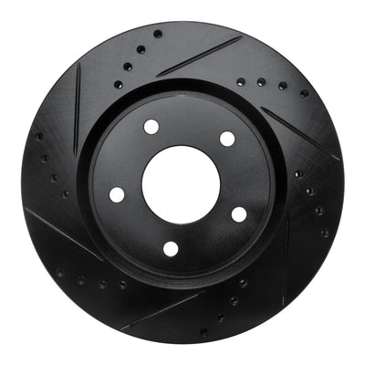 R1 07-15 Nissan Sentra Front Left Drilled & Slotted Black Brake Rotor
