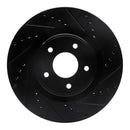 R1 13-24 Infiniti Q60 Front & Rear Drilled & Slotted Black Brake Rotor Set