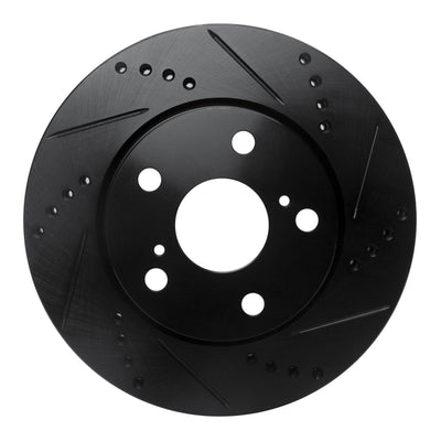 R1 06-18 Lexus HS250H Front Right Drilled & Slotted Black Brake Rotor
