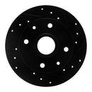 R1 81-85 Mazda RX-7 Rear Right Drilled & Slotted Black Brake Rotor