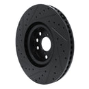 R1 11-25 Lexus IS200T Right Front Drilled & Slotted Black Brake Rotor