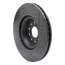 R1 2022+ Volkswagen GTI Mk 8 Front Left Drilled & Slotted Black Brake Rotor