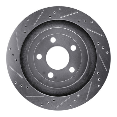 R1 15-23 Ford Mustang Rear Left Drilled & Slotted Silver Brake Rotor